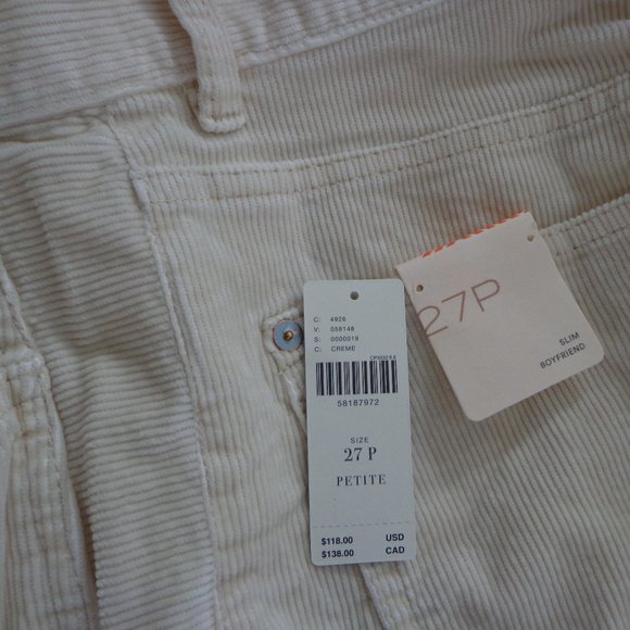 NWT Anthropologie Pilcro Slim Boyfriend Corduroy Pant 27P Cream - Picture 16 of 16